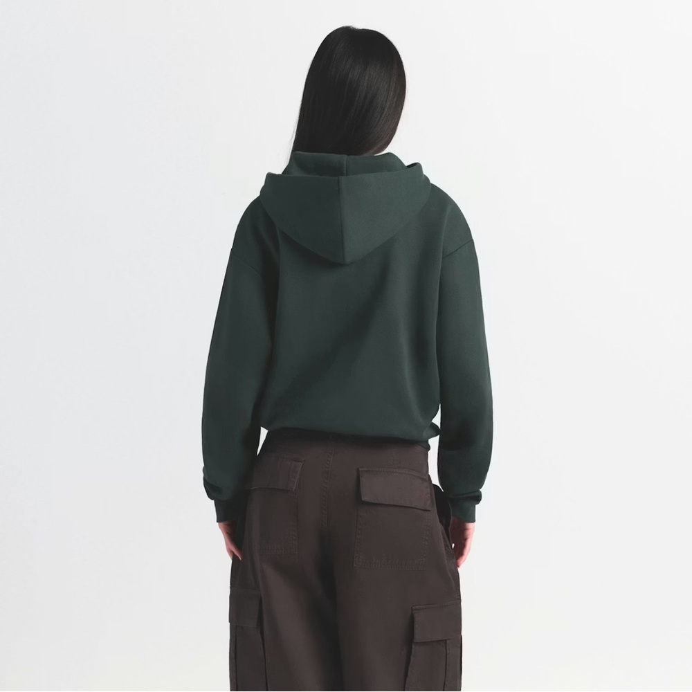 NWT SKIMS CLASSIC ZIP UP HOODIE in SPRUCE Medium - Picture 4 of 5